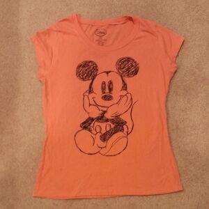 Disney Peach T Shirt: Girls Size XL (15/17), With Mickey